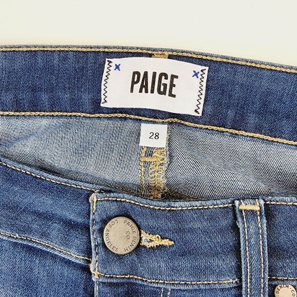 paige scheyla raw hem bermuda denim shorts 28 - Picture 3 of 7